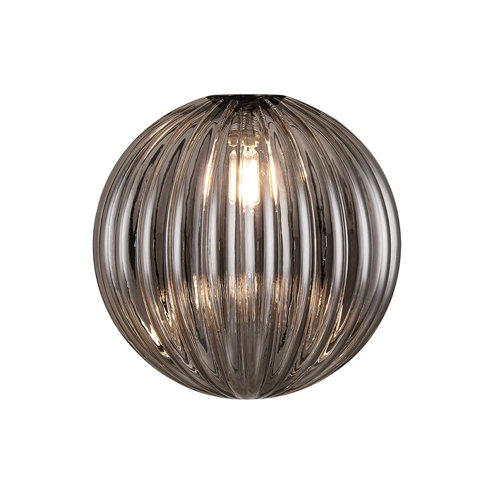 Azure Ribbed Globe Glass Shade