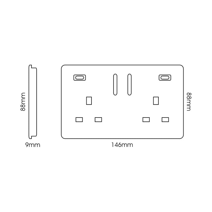 Double 2 USB-C Socket : 2 Gang MULTIPLE OPTIONS