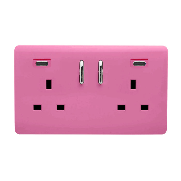 Double 2 USB-C Socket : 2 Gang MULTIPLE OPTIONS
