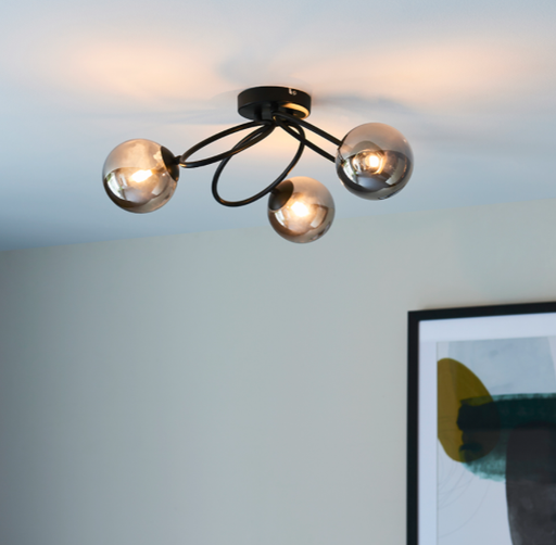 Burford Smoked Semi Flush - Exclusive Lighting Ltd